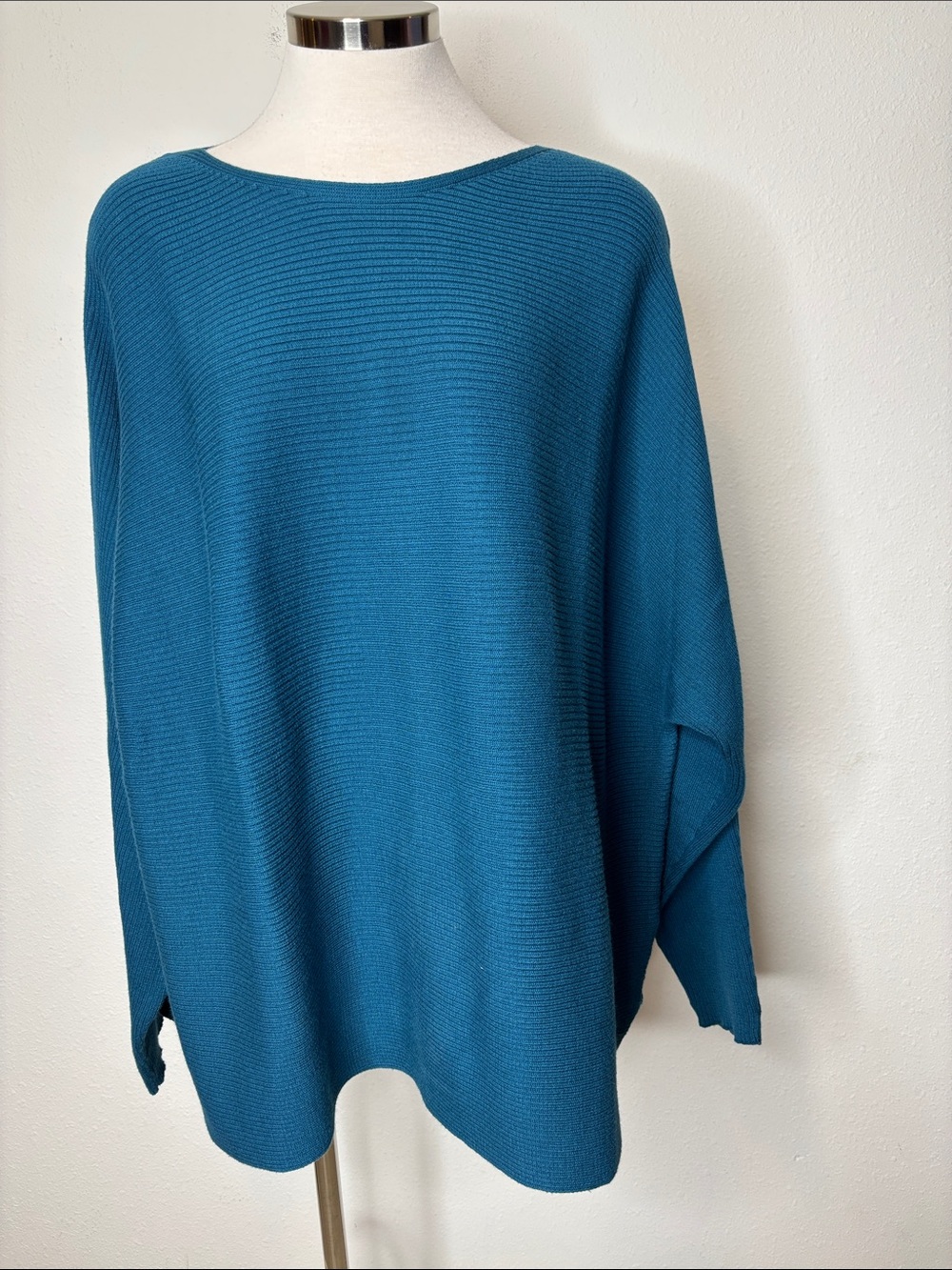 Lane Bryant Teal Ribbed Scoop Neck Sweater